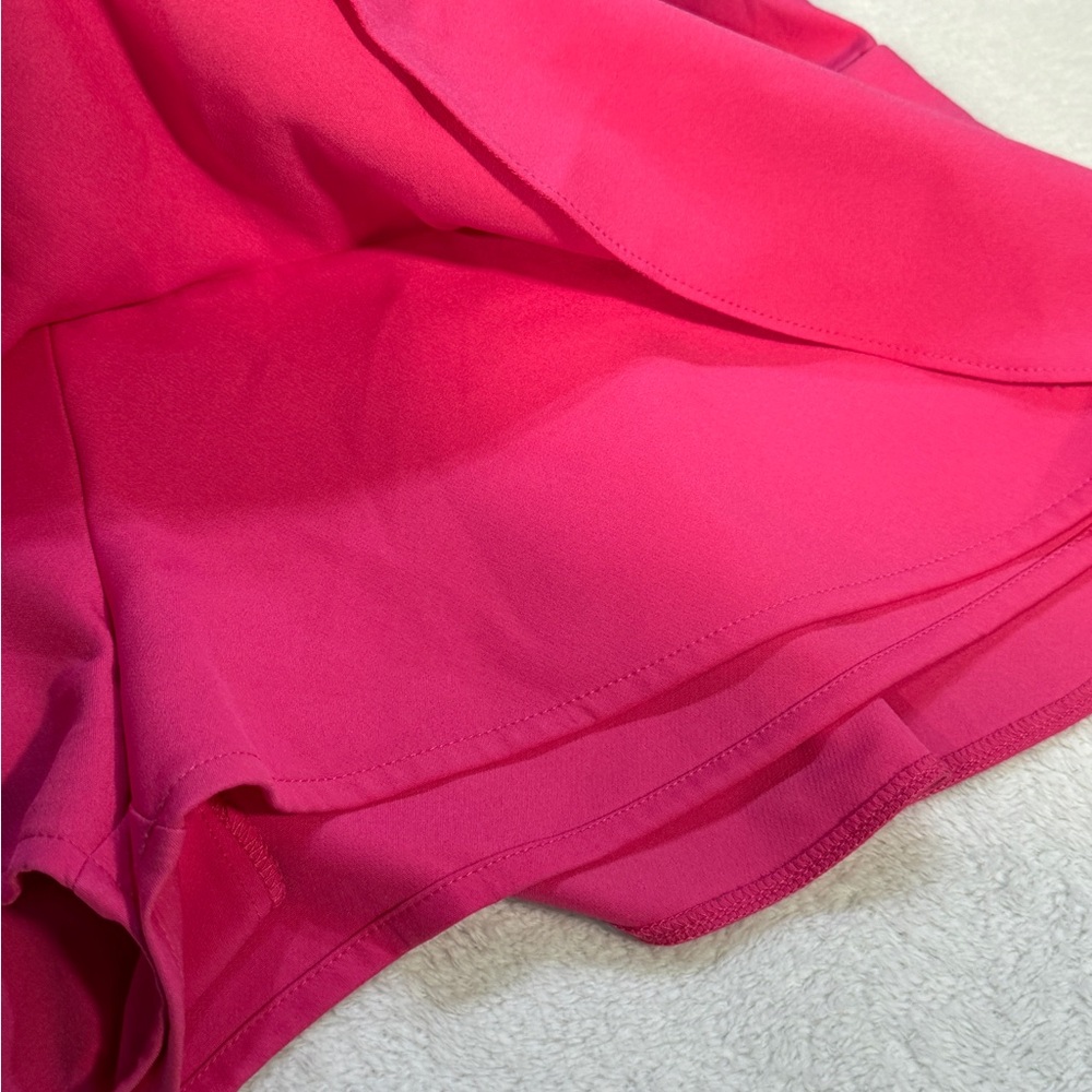 Zara XL Pink Skort High Waist Flowy Ruffle Skirt Shorts Summer Tie - Picture 4 of 12